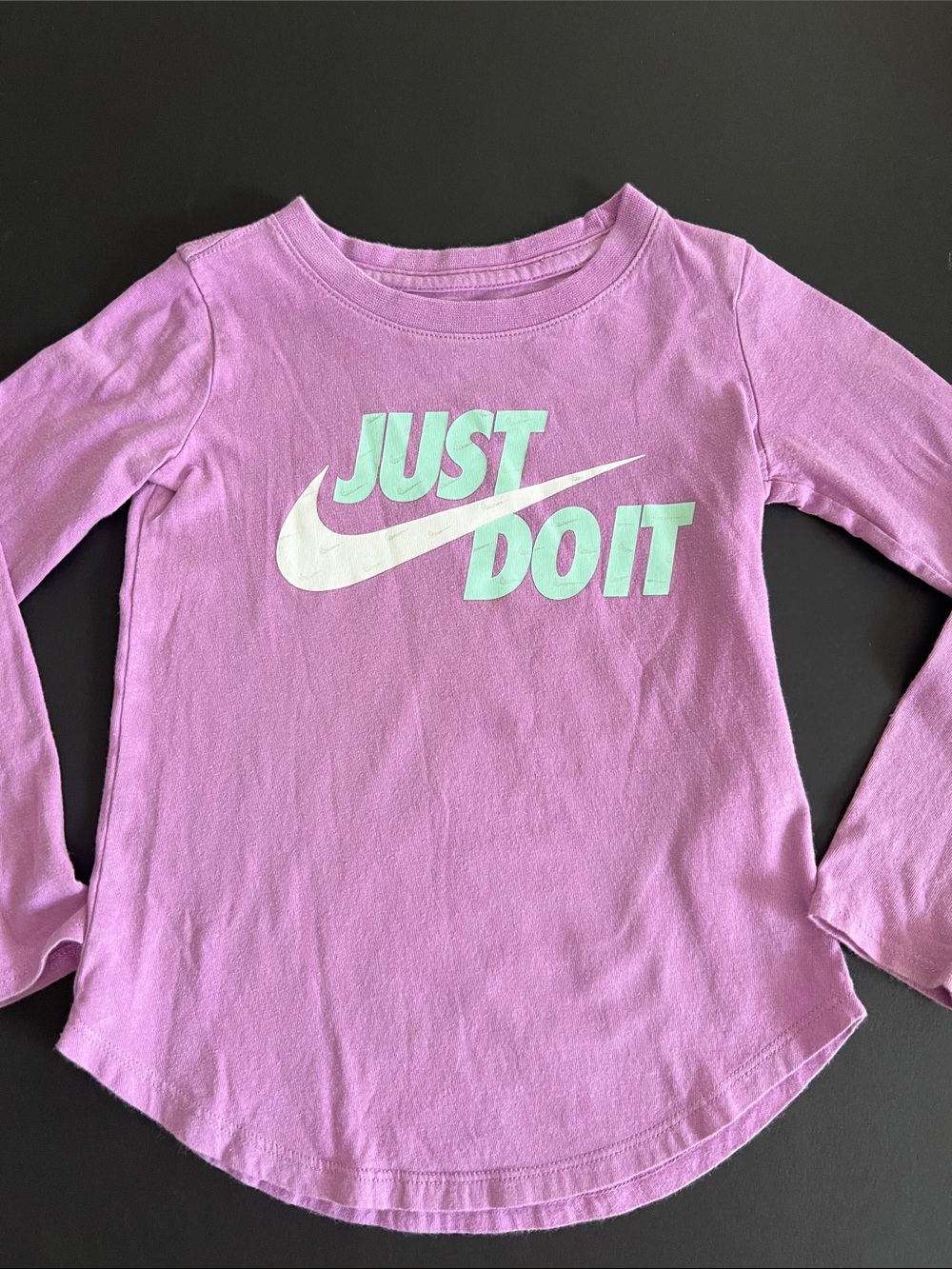 Nike Kids Lavender Long-Sleeve Tee with Mint and White Logo